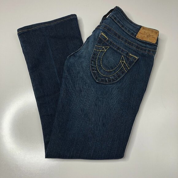 TRUE Religion Lexi 90s Low Rise Button Fly Slim Bootcut Blue Denim Jeans SIZE 25 - Picture 4 of 16